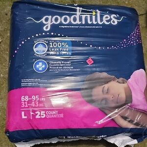 Girls Goodnites Nighttime Underwear L 25-Count - Navy & Pink